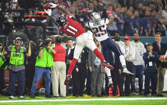 Julio Jones’ sideline catch late in the fourth quarter was overshadowed by the Patriots’ 25-point comeback.